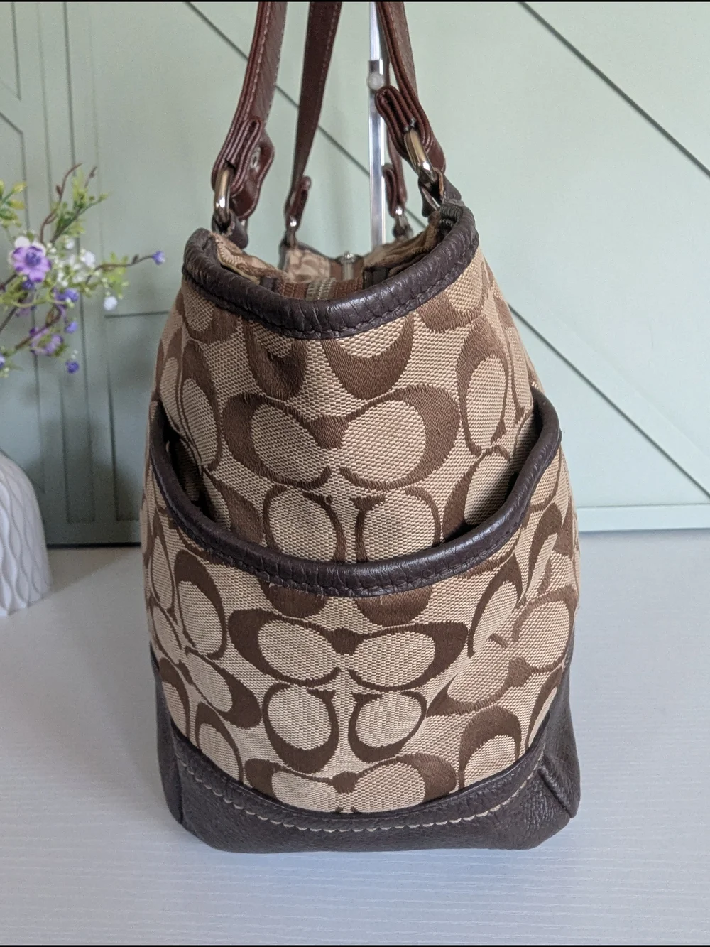 Vintage Coach Soho Pleated Signature Tote Bag